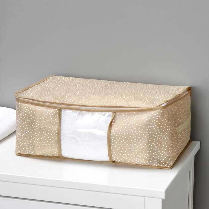 Кофр для хранения вещей Доляна Points, ПВХ окно, 45&times;30&times;20 см, цвет бежевый