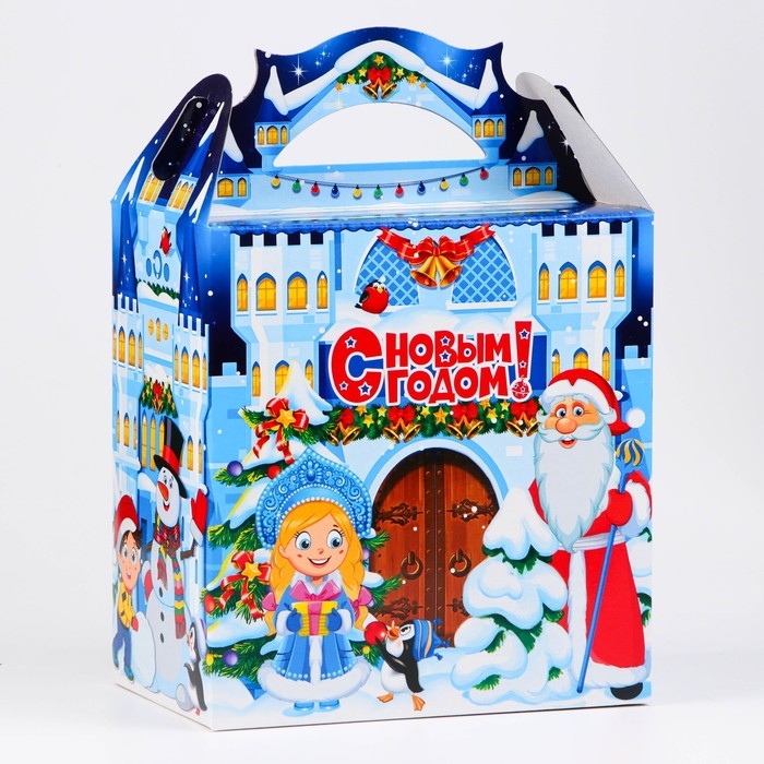 Новый год. Коробка подарочная новогодняя Ларец "Крепость" 18,2 х 11,5 х 26 см.