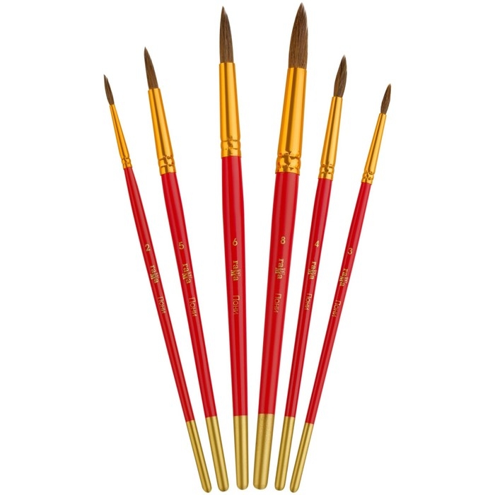 Набор из 6 кистей, Гамма "Мультики", пони, круглые № 2, 3, 4, 5, 6, 8, в блистере, европодвес (371599)