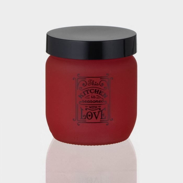 Банка стеклянная для сыпучих продуктов &laquo;Любовь на кухне&raquo;, 425 мл, цвет красный