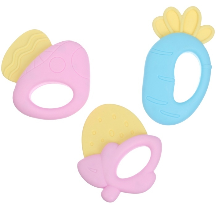Набор прорезывателей силиконовых &laquo;Малышу&raquo;, с погремушкой, 3 шт., Крошка Я