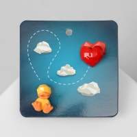 Серьги пластик «Абстракция» утка и сердце, цвет жёлто-красный Серьги пластик «Абстракция» утка и сердце, цвет жёлто-красный