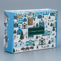 Коробка подарочная новогодняя складная &laquo;Город&raquo;, 30,7 х 22 х 9,5 см, Новый год