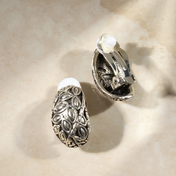 Клипсы &laquo;Грейс&raquo; лепестки, цвет чернёное серебро