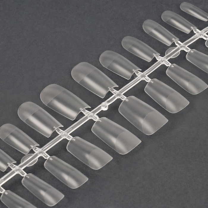 Гелевые типсы для наращивания ногтей, 240 шт, форма мягкий квадрат, полное матовое покрытие, в контейнере, цвет прозрачный