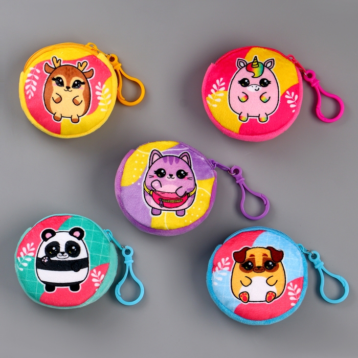 Кошелёк детский для девочки в шоубоксе &laquo;Зверюшки&raquo;, плюш, цвет МИКС