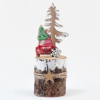 Новогодний декор &laquo;Новогоднее авто на пеньке&raquo; 7 &times; 7 &times; 17 см