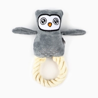 Игрушка для собак с канатом &laquo;Сова&raquo;, 20 х 15 см, серый