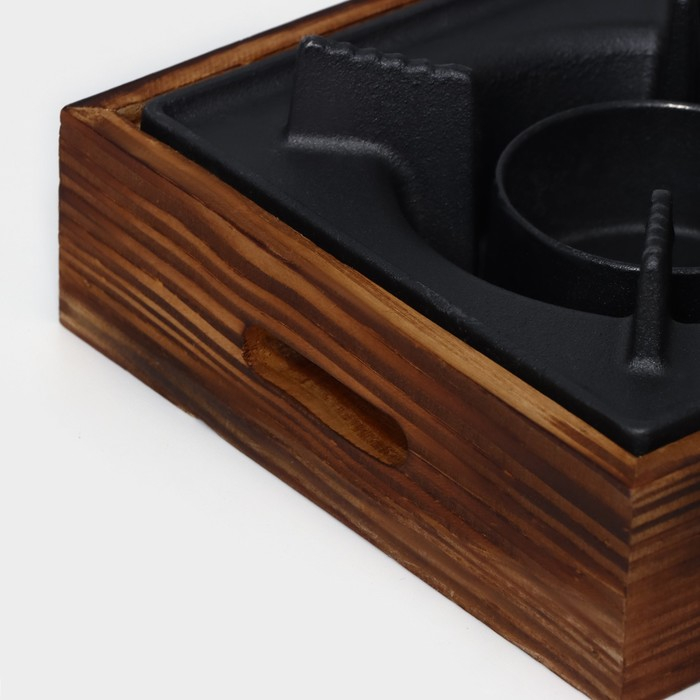 Подставка для подогрева блюд, 20&times;20&times;8 см, с деревянной подставкой