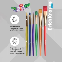 Набор кистей синтетика 6 штуки, ErichKrause "Space Animals" для творчества, в блистере