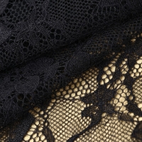 Кружевная эластичная ткань, 195 мм &times; 2,7 &plusmn; 0,5 м, цвет чёрный