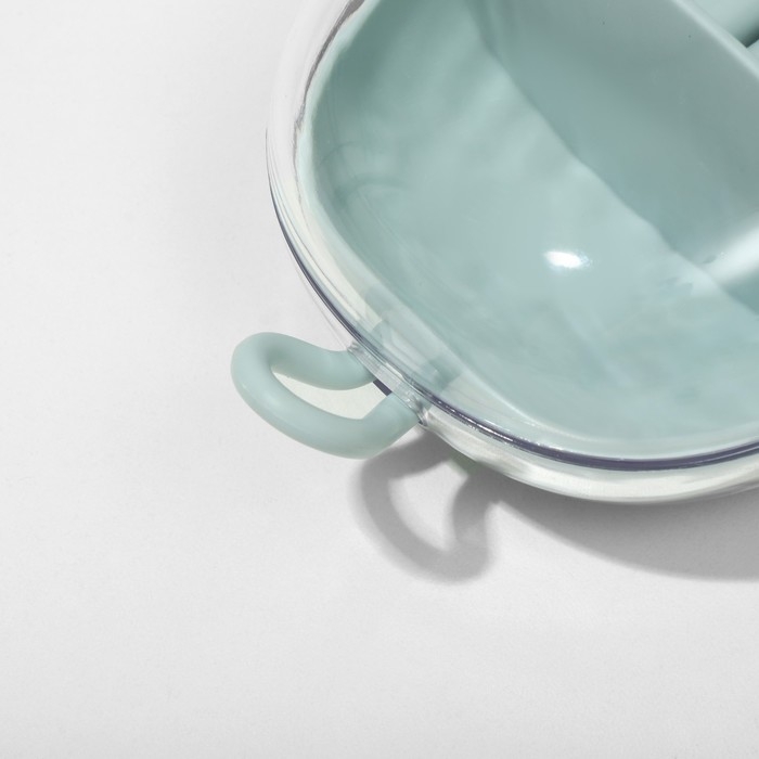 Подставка для украшений &laquo;Шкатулка портативная&raquo; 3 ячейки, 7 полос, 15&times;8&times;5 см, цвет зеленый