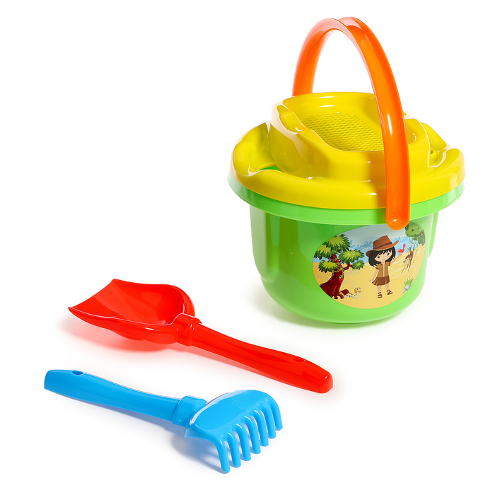 Песочный набор №193: ведро большое, ситечко большое, лопатка, грабельки), цвета МИКС Песочный набор №193: ведро большое, ситечко большое, лопатка, грабельки), цвета МИКС