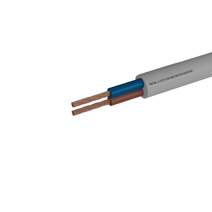 Провод Провод "Мастер Тока" ПВСбм, сечение 2х0.75 мм2, 50 м, белый