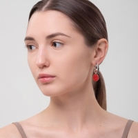 Серьги со съёмным элементом &laquo;Трансформер&raquo; сердечки, цвет красный в серебре