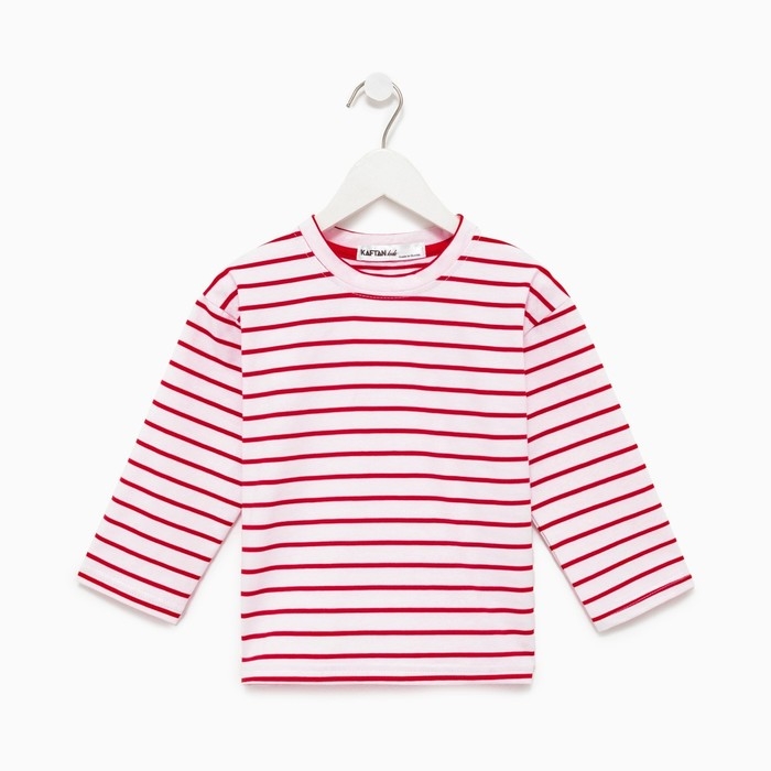 Лонгслив детский в полоску KAFTAN, размер 36 (134-140 см), цвет белый/красный