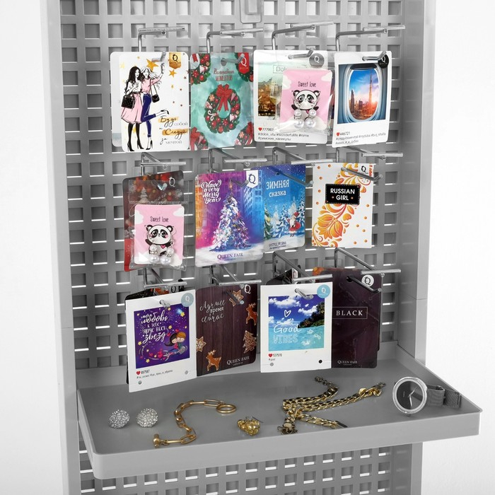 Стойка &laquo;Queen Fair&raquo; брендированная (+25 крючков), 43&times;32,5&times;198,5 см, шаг 25мм, цвет серый