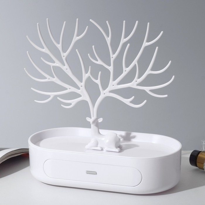 Подставка для украшений &laquo;Олень&raquo;, овальная подставка, 26&times;25 см, цвет белый