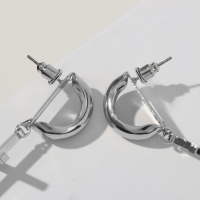 Серьги металл &laquo;Кресты&raquo; объёмная линия, цвет серебро