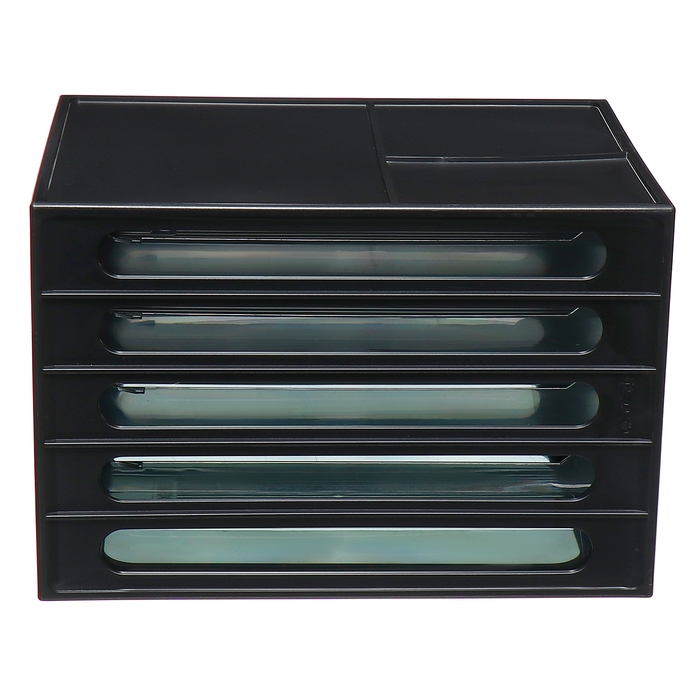 Файл-кабинет 4-секционный СТАММ, черный корпус, черные лотки