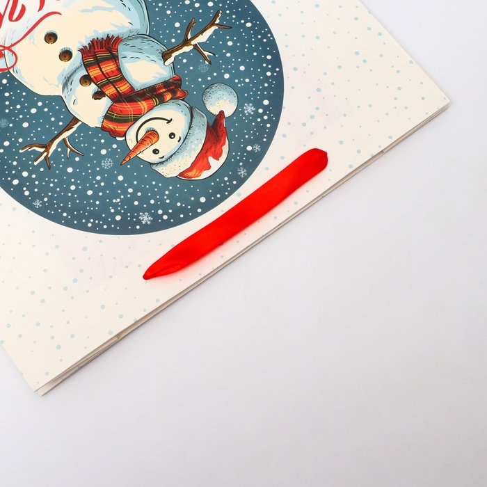 Новый год. Пакет подарочный новогодний бумажный, Новый год. Пакет подарочный новогодний бумажный, "Снеговик", 31 х 26 х 11 см.