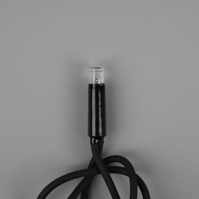 Гирлянда &laquo;Нить&raquo; 10 м, IP65, УМС, тёмная каучуковая нить, 100 LED, свечение тёплое белое, 220 В