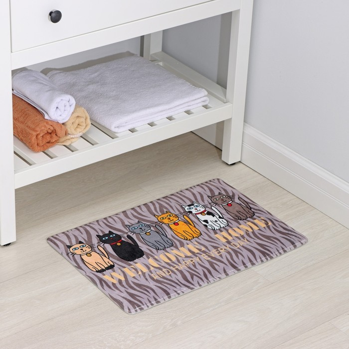 Коврик для ванной и туалета Доляна &laquo;Кошки&raquo;, 40&times;60 см