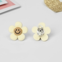 Клипсы детские &laquo;Выбражулька&raquo; цветок смайл, цвет бежево-коричневый