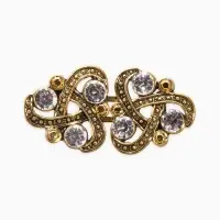 Зажим для кардигана "Ажур", узел, цвет белый в чернёном золоте