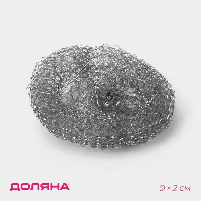 Губка для посуды Доляна, металлическая, 9&times;9&times;2 см