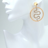 Новый год! Символ года 2025! Серьги со стразами &laquo;Змея&raquo; обаятельность, круг, цвет белый в золоте