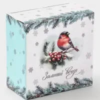 Чайная пара новогодняя &laquo;Зимний вечер&raquo;, 2 предмета: чашка 210 мл, блюдце d=15 см, фарфор, белая