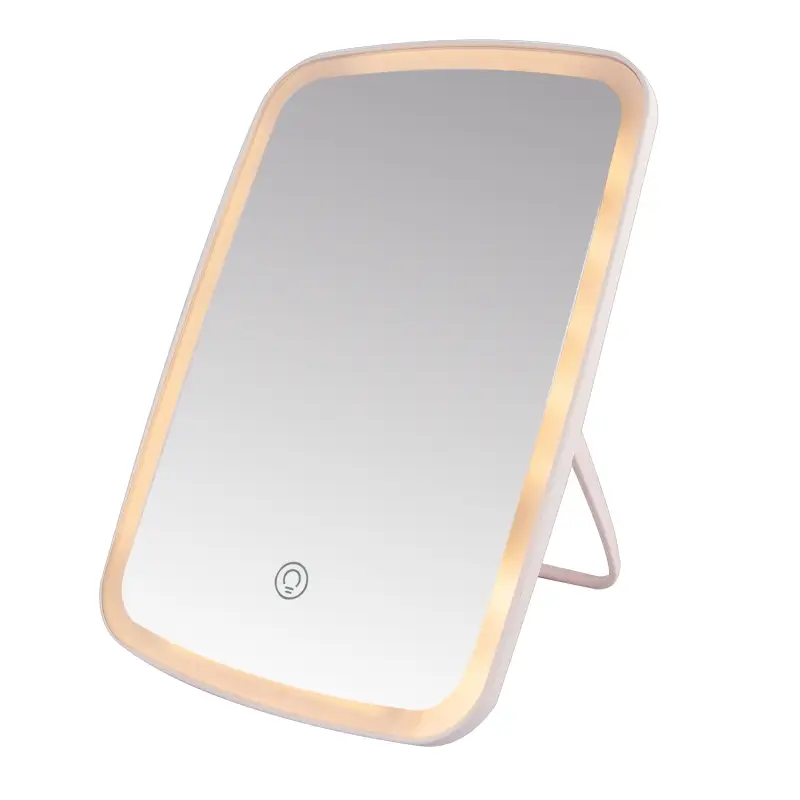 Настольное зеркало для макияжа с подсветкой ML-07 ISA розовое (40 шт/кор)