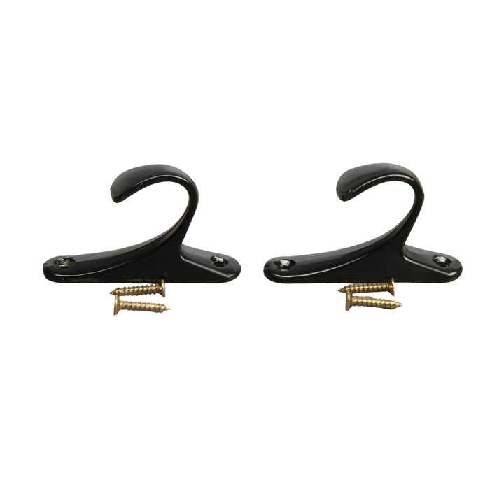 Крючок для штор CAPPIO KS101, однорожковый, цвет черный, 2 шт.