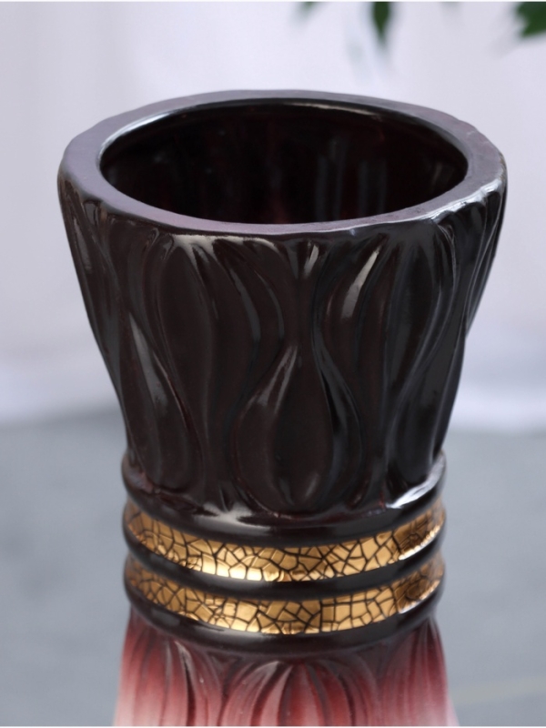 Ваза керамика напольная "Иниго" талия, 59х16 см, бело-бордовый