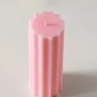 Свеча-цилиндр 7х20 см, 600 гр, с крупными гранями, розовый