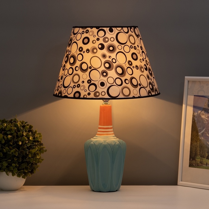 Настольная лампа с абажуром RISALUX &laquo;Аджена&raquo;, Е27, 40 Вт, круги, 30&times;30&times;32.5 см