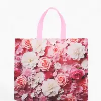 Сумка для покупок Цветы, 32*10*26. отд без молнии,  розовый