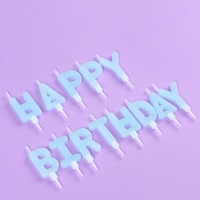 Свечи в торт "С днём рождения", светящиеся голубые