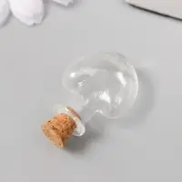 Маленькая стеклянная баночка &laquo;Бутыль: сердце с пробкой&raquo;, для творчества и декора, 1&times;2.2&times;2.6 см