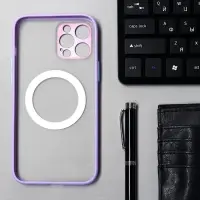 Чехол LuazON для iPhone 12 Pro Max, поддержка MagSafe, с окантовкой, пластиковый,фиолетовый
