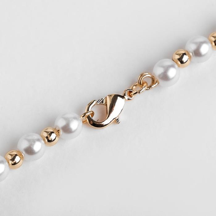 Бусы &laquo;Жемчуг&raquo; на цепочке, шар №6, цвет белый в золоте, L=53 см