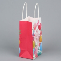 Пакет подарочный крафтовый, упаковка, &laquo;От всего сердца&raquo;, шары, 12 х 21 х 9 см