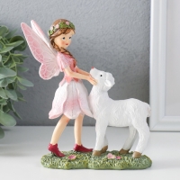Сувенир полистоун "Девочка-бабочка с барашком на полянке" розовые крылья 13,5х5,5х15,5 см Сувенир полистоун "Девочка-бабочка с барашком на полянке" розовые крылья 13,5х5,5х15,5 см