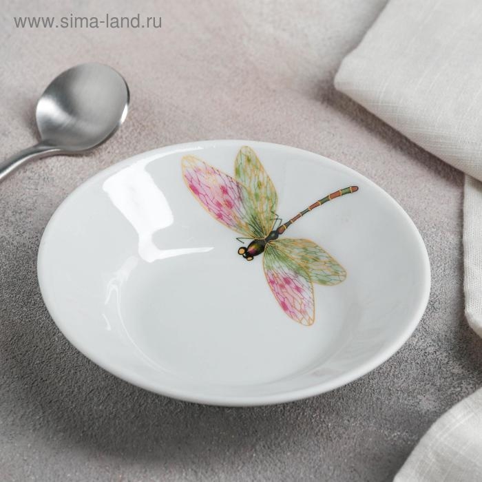 Блюдце фарфоровое &laquo;Стрекоза&raquo;, 105 мл, d=11 см, цвет белый