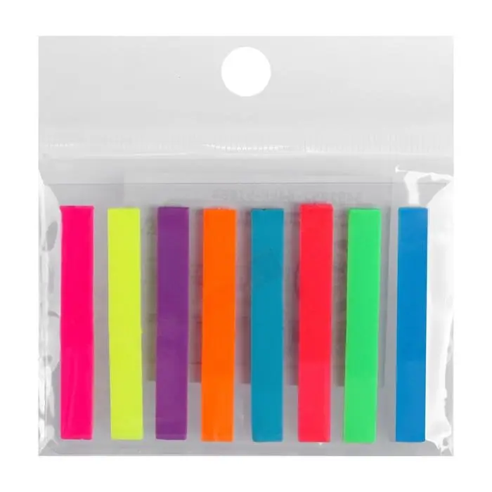 Блок - закладка с липким краем, 6&times;48 мм, пластик, 8 цветов по 20 листов, флуоресцентный