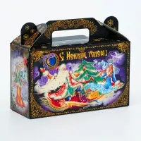 Подарочная коробка Новогодняя Подарочек малый &laquo;Зимние забавы&raquo; 17.5&times;7&times;10.5 см