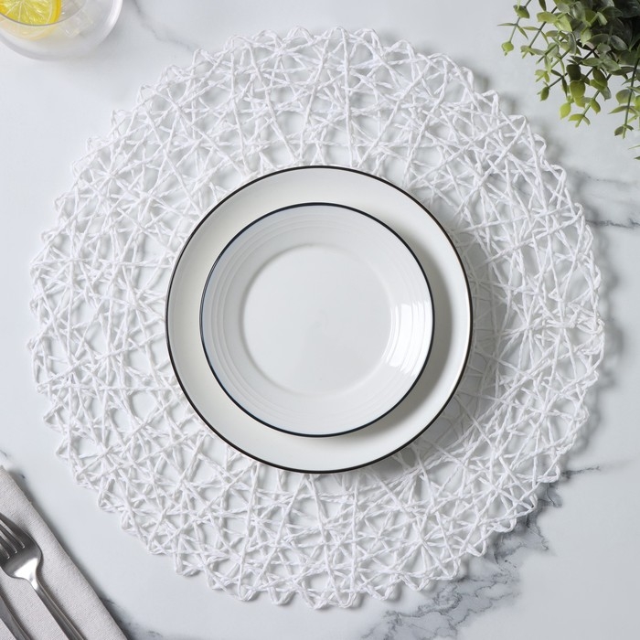 Салфетка сервировочная на стол Доляна &laquo;Одуванчик&raquo;, d=38 см, цвет белый