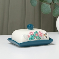 Маслёнка Доляна «Тропики», 17×12,5×8 см, цвет белый Маслёнка Доляна «Тропики», 17×12,5×8 см, цвет белый