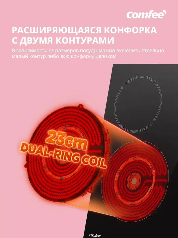 Электрическая варочная панель CEH611, 4 конфорки, расширение